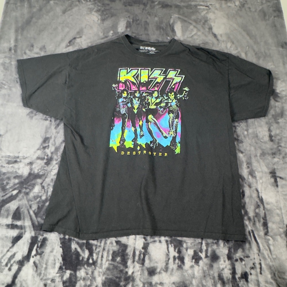 KISS T-Shirt Mens 3XL Black Destroyer Graphic Rock Band Short Sleeve Tee